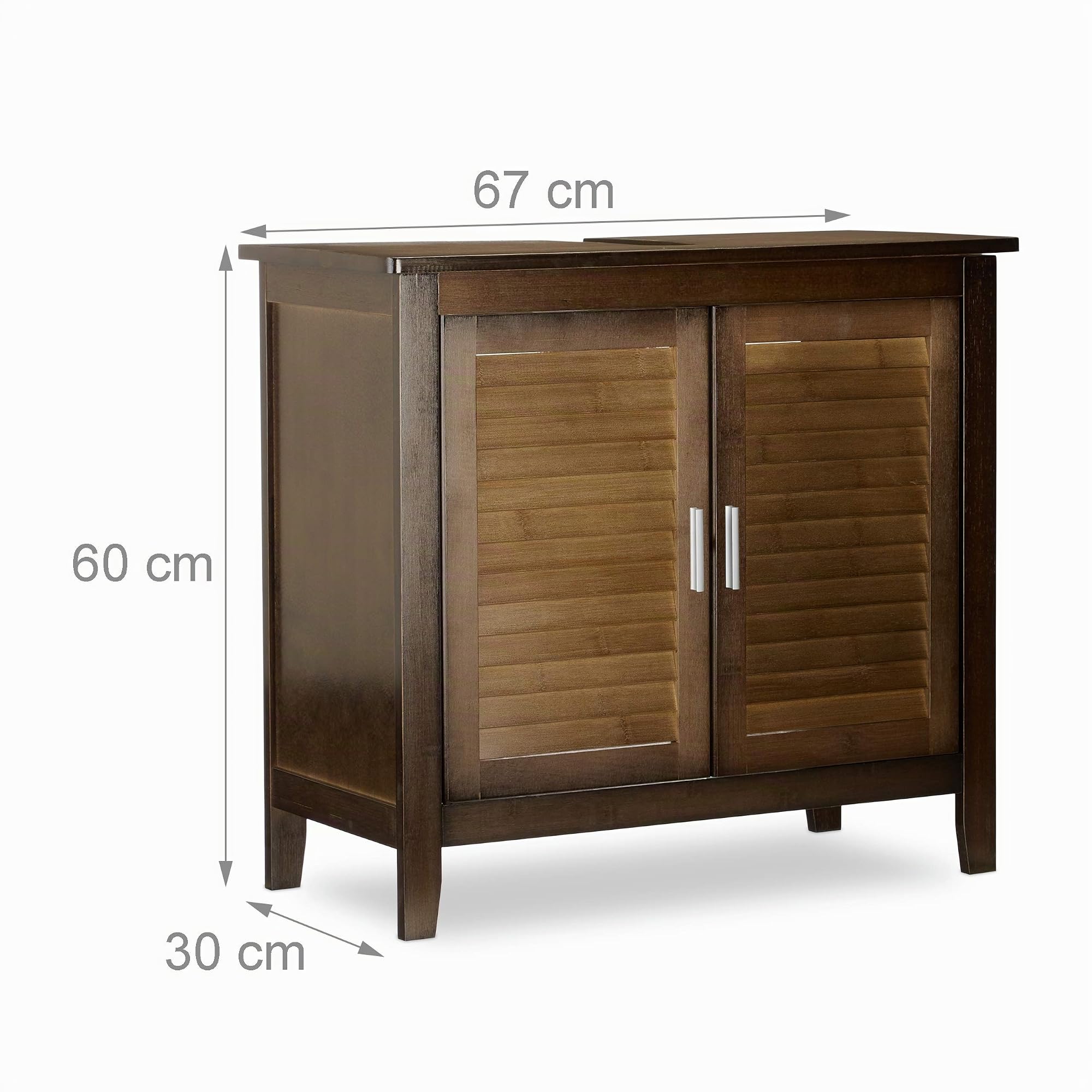 Relaxdays LAMELL Mobile Sottolavabo Marrone Scuro, Mobiletto per Lavabo Bagno in Bambù, HxLxP: 60 x 67 x 30 cm ca.