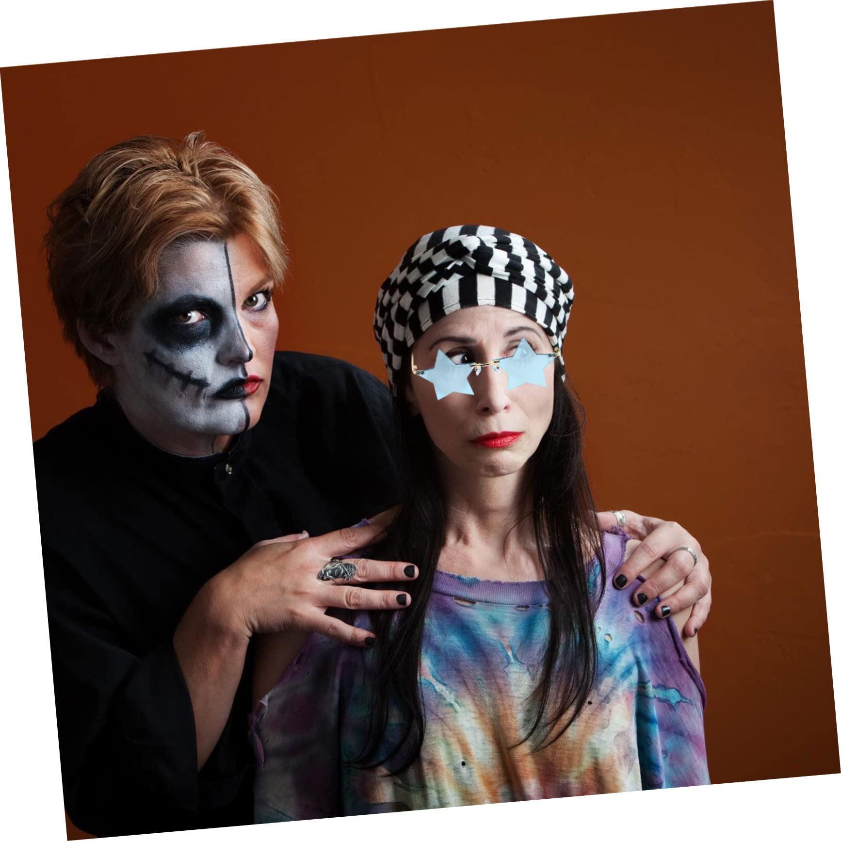 WRITWAA 2 Pairs Fashionable Star Shaped Rimless Sunglasses Women's Funky Decorative Glasses for Party