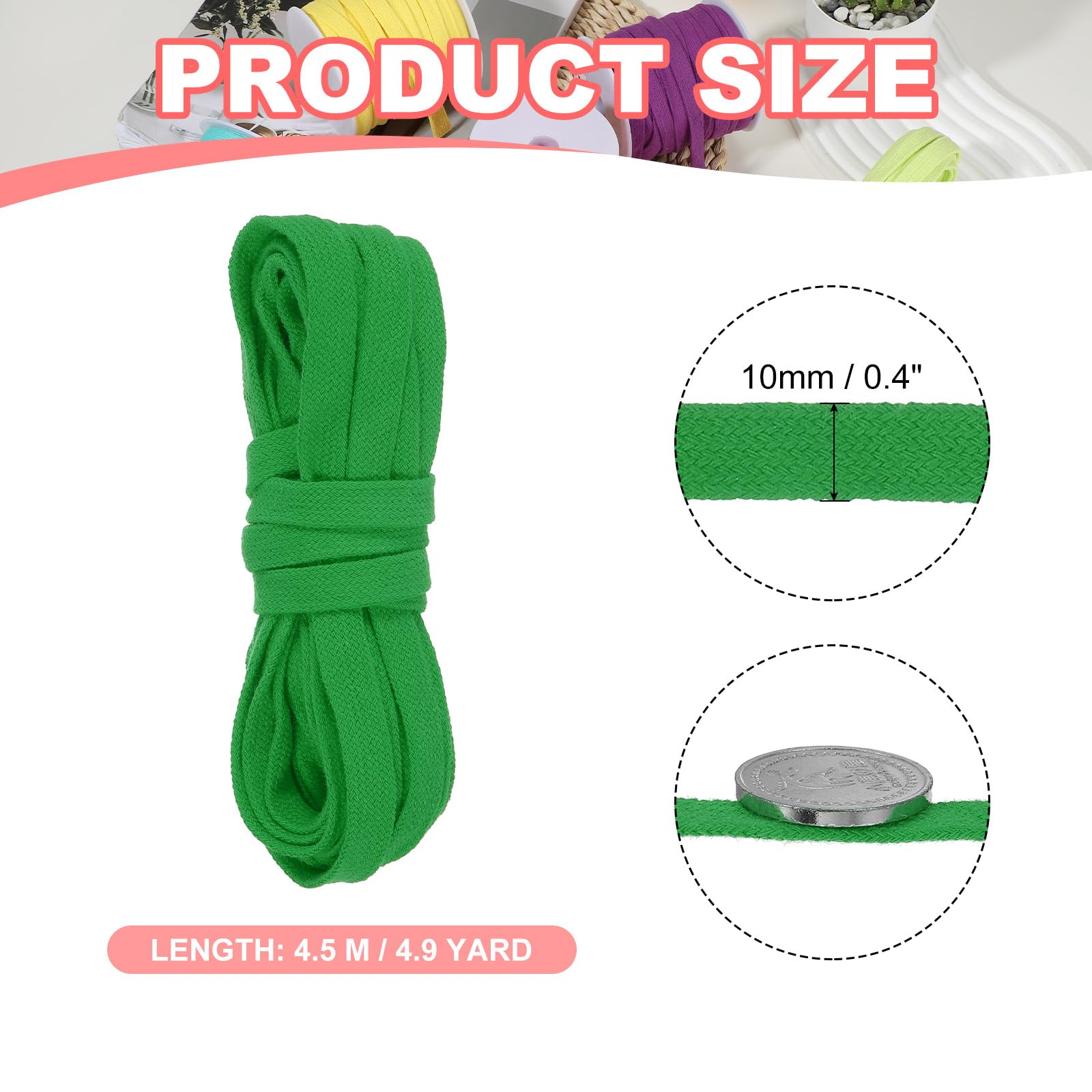 PATIKIL Flat Drawstring Cord 10mm x 5 Yd - Image 2