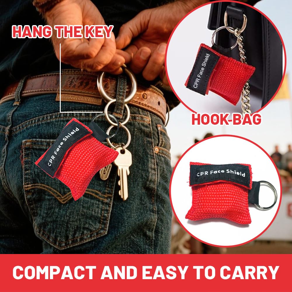 Pocket Mask 4 Pezzi Rosso Nero Lunghezza 5Cm Larghezza 5.5Cm Mascherina Respirazione Primo Soccorso Bocca A Bocca