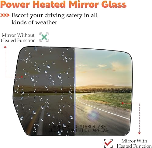 Miniatura 3 de Espejo convexo con calefacción eléctrica del lado derecho del pasajero para Ford F-150 2004-2014 Reemplazo para 4L3Z-17K707-DA
