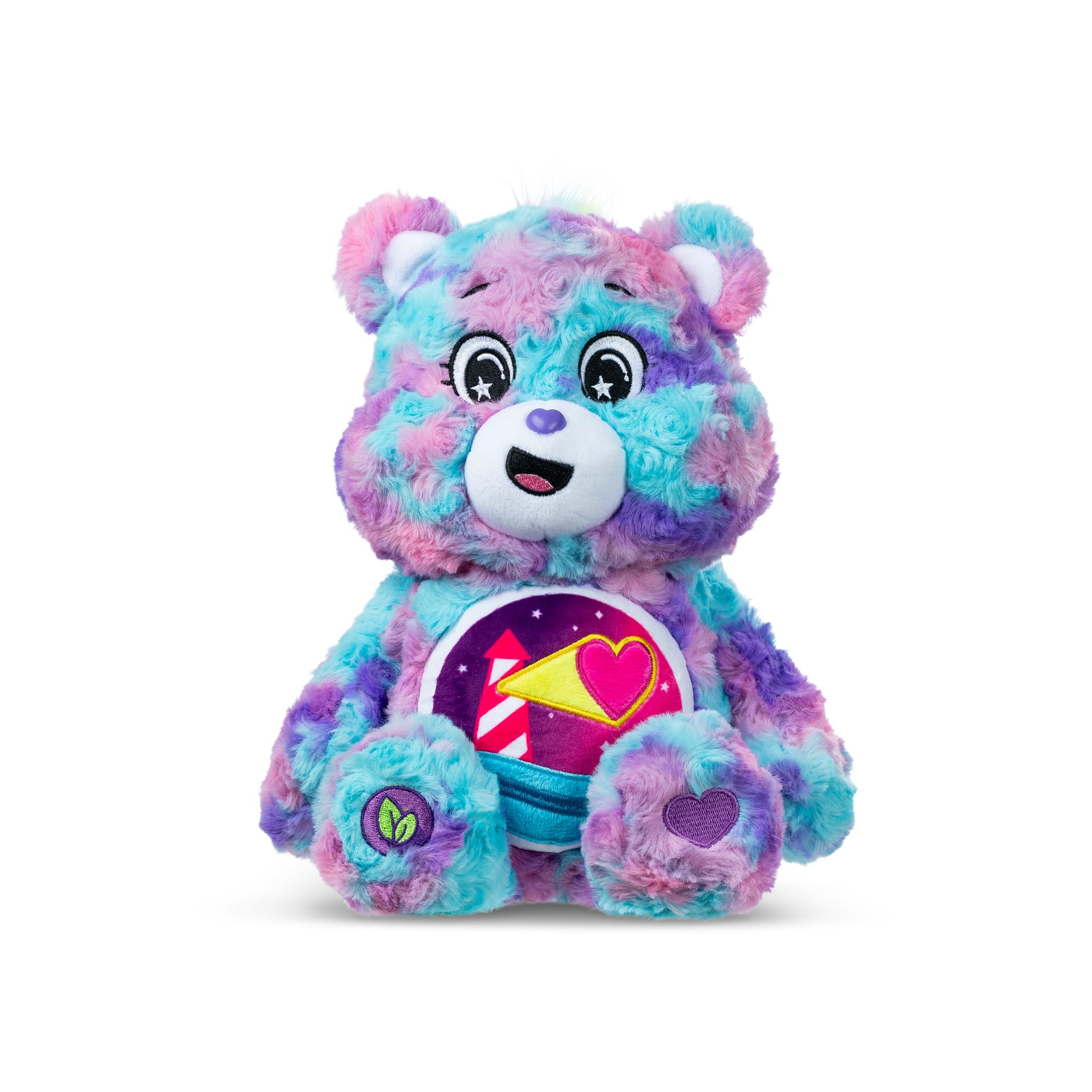 Basic Fun Care Bears 35cm Colour Splash Plush – Loveshine Bear Eco-Friendly Soft Toy with Bright Belly Badge – Vibrant Collectible for Kids & Fans