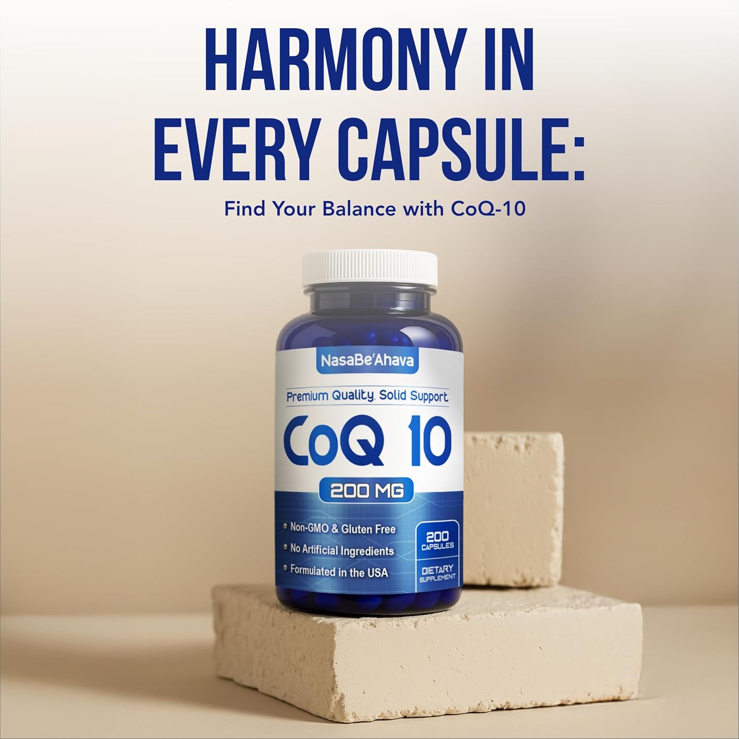 CoQ10 200mg Capsules | Vegan Friendly Coenzyme Q10 200mg from Easy Absorption Ubiquinone Supplement for Skin Heart and Energy Support | Made in The USA in cGMP Facilities (200 Servings)