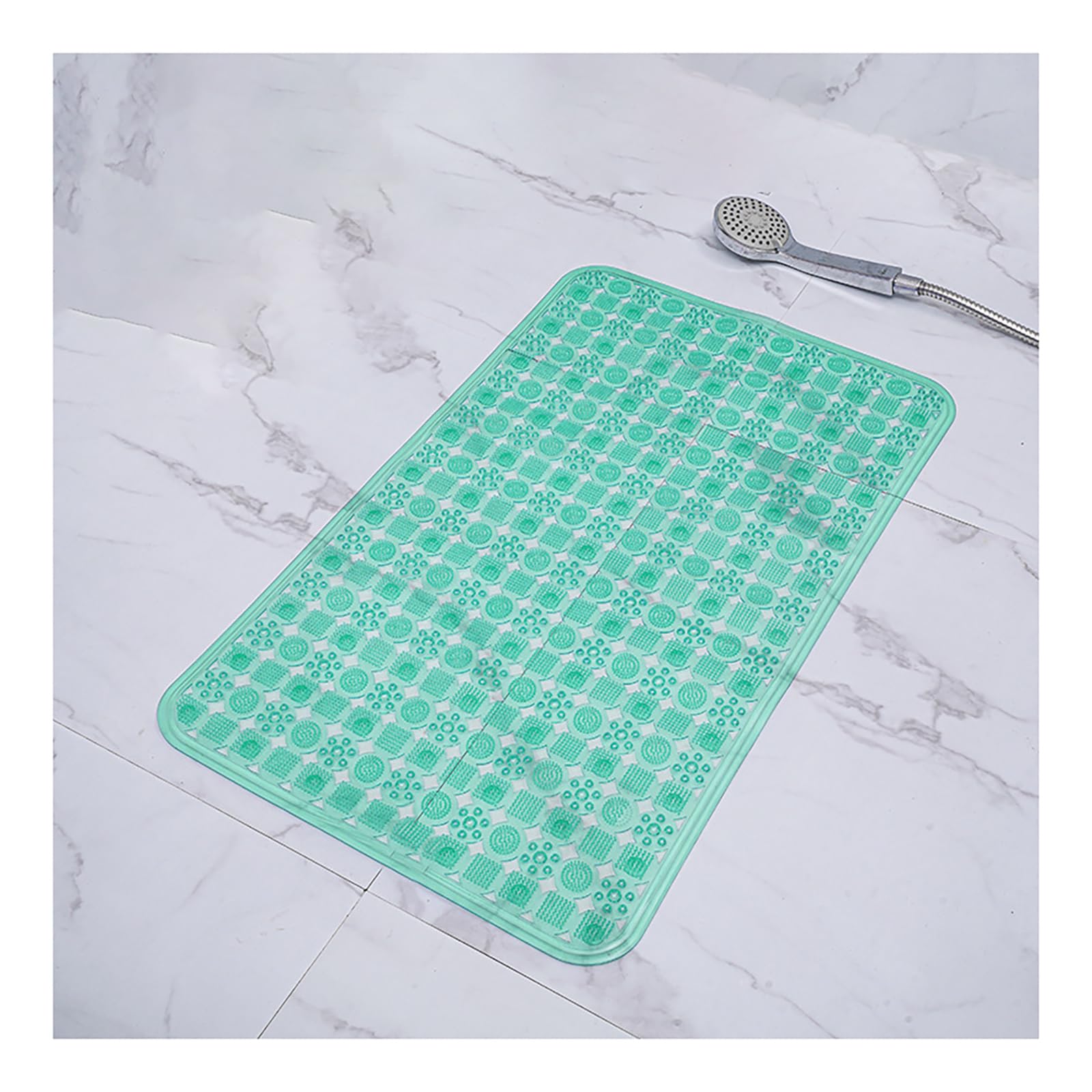 Transparente Alfombrilla de Ducha Antideslizante, Rectangular Alfombrilla Antideslizante con Ventosas, Lavable a Máquina Alfombra de Bano Secado Rápido, Secado Rápido,Verde,58x88cm/23x35in