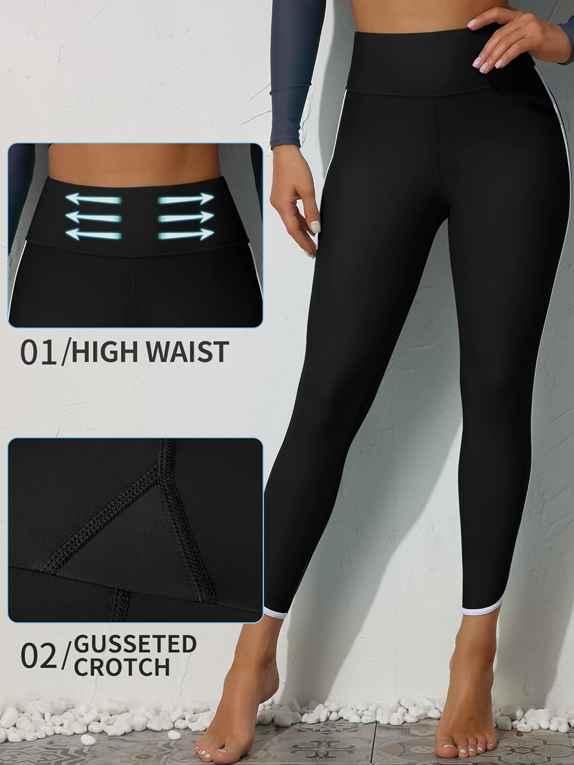 ATTRACO Womens Swim Pants with Pockets Long Swim Leggings High Waisted Swimming Pants - Image 3