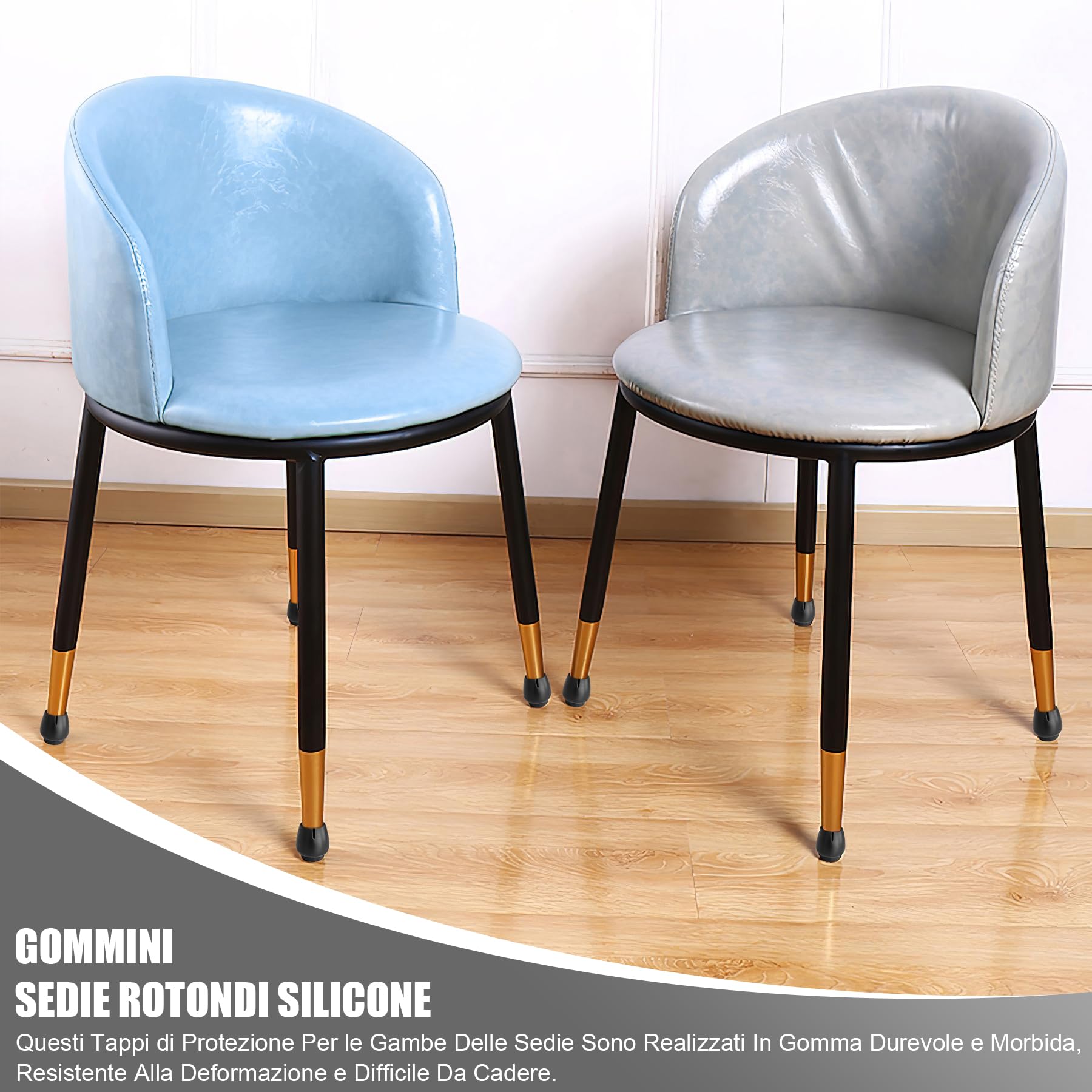 40 Pezzi Tappi per Sedie in Silicone Nero, Gommini Coprigambe Rotondi per Gambe di Sedie 12-16mm, Protezioni per Pavimento Antigraffio e Antiscivolo per Casa e Ufficio(NERO)