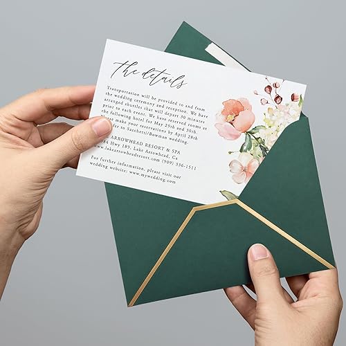 Miniatura 6 de Paquete de 50 sobres autosellados de 5 x 7 pulgadas, sobres verdes de 5 x 7 pulgadas para invitaciones con sobres autoadhesivos A7 autoadhesivos