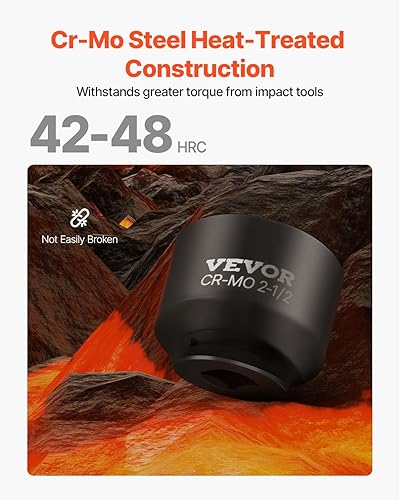 Vista 31 de VEVOR Juego de llaves de impacto, 19 piezas x 1/2 pulgadas métricas de 3/8-1-1/2 pulgadas, 6 puntos de zócalo profundo de 6 puntos, construcción