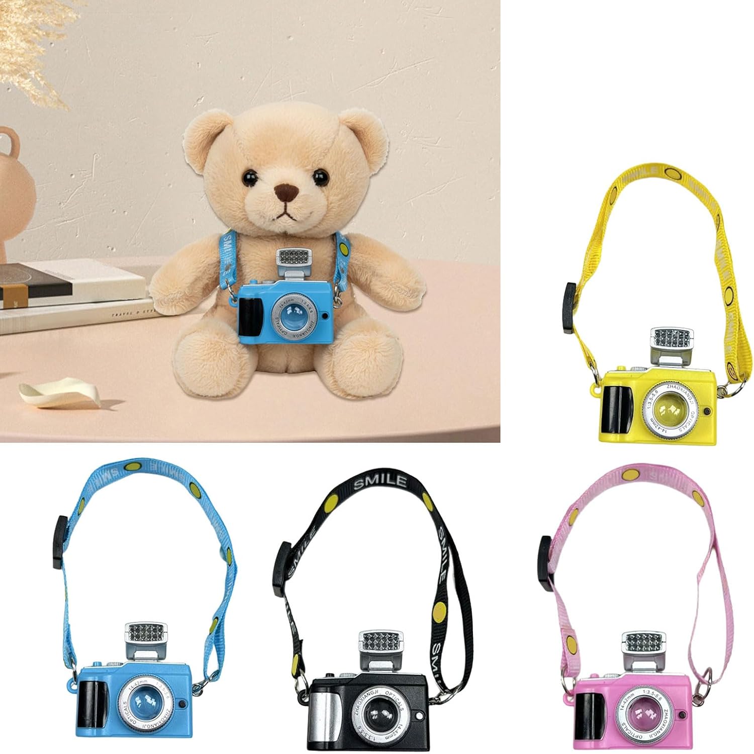 Miniature Smiling Face Camera Flashlight Keychain Decors Lovely Portable Resin Ornament For Home Office Travel image 4