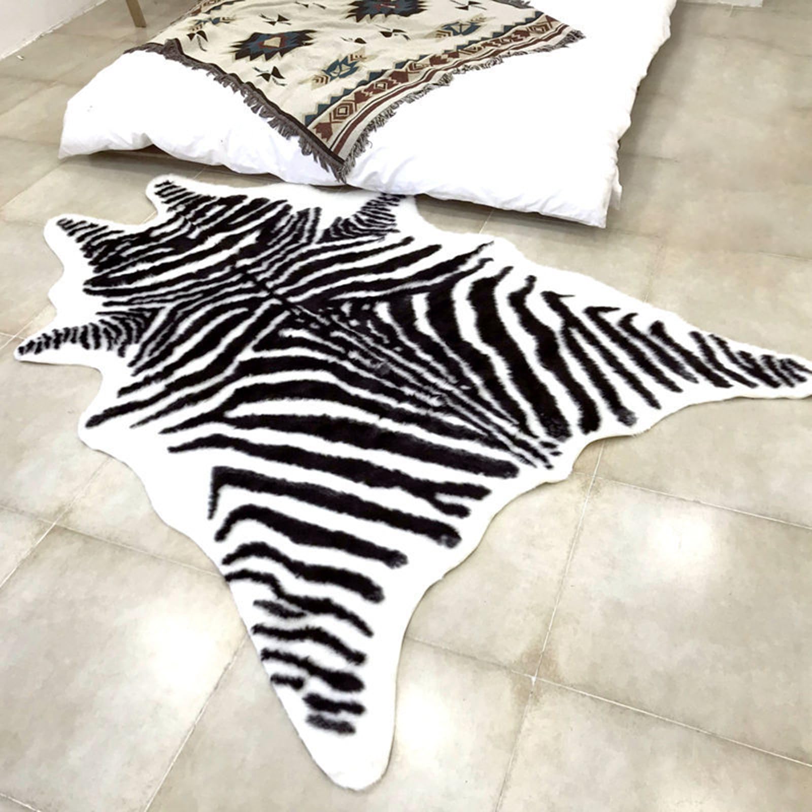 Tapis De Salon Imprimé ZèBre,Tapis Imprimé ZèBre Imitation,Imprimé Animal Tapis pour La Maison,Texturé,LéGer,Facile à Utiliser,Lavable,AntidéRapant,Convient pour Maison,Bureau,Salon