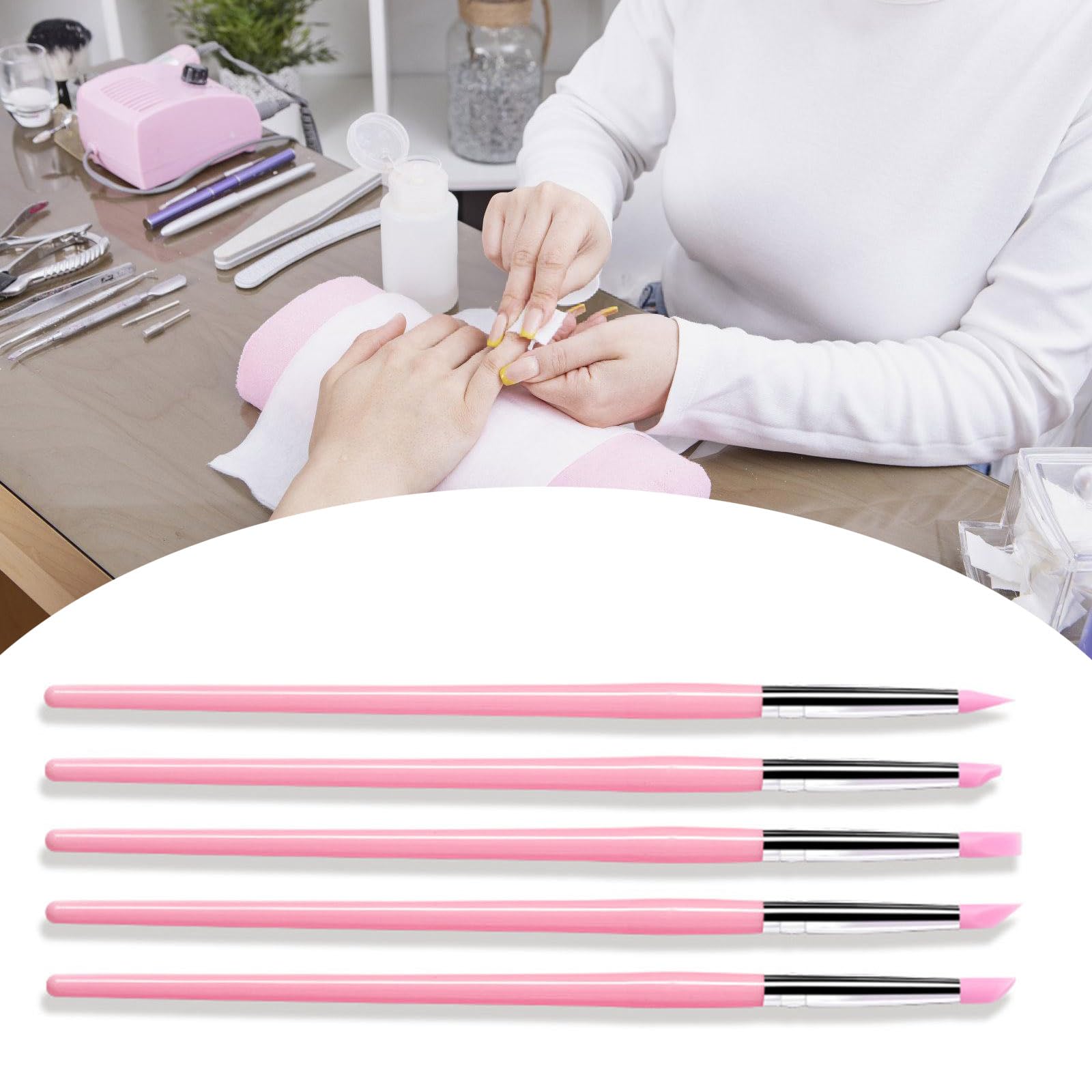 5 Pieces Professional Nails Art Tools Silicone Brushes For Baking And Modeling For Beginners And Professional