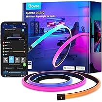 Govee Luci LED da Gioco RGBIC, 3m Luci a Corda Neon Morbide per Scrivania Gaming, Strisce LED Sincro con Razer Chroma, Controllo App Smart, con Taglio, 11 Modalità Musicali, 64+ Modalità Scena