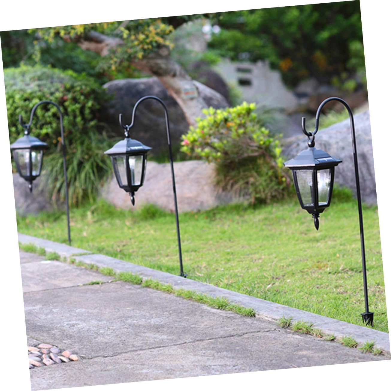6pcs Outdoor Garden Stake Hooks Solar Light Hangers Iron Shepherd Hooks for Decorative Use Easy Install Dismantle