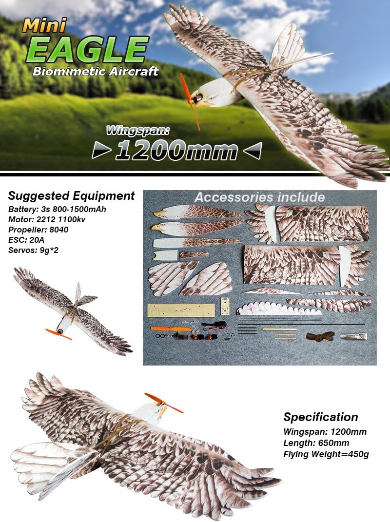 Flаѕh Dеаlѕ - 40% оƒƒ Remote Controlled Scale Training Airplane EPP Plane Model Mini Eagle Wingspan 1200mm Slow Flyer Biomimetic Aircraft (E1501) Bеѕt Cуbеr Dеаlѕ 🔥 Remote Controlled Scale Training Airplane EPP Plane Model Mini Eagle Wingspan 1200mm Slow Flyer Biomimetic Aircraft (E1501)