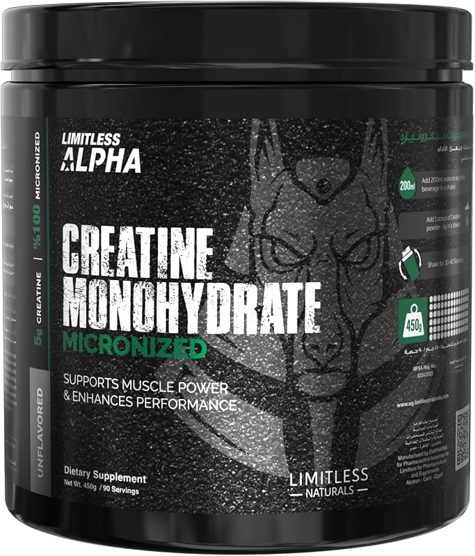 Limitless Alpha Creatine Monohydrate Micronized Powder Scoops90