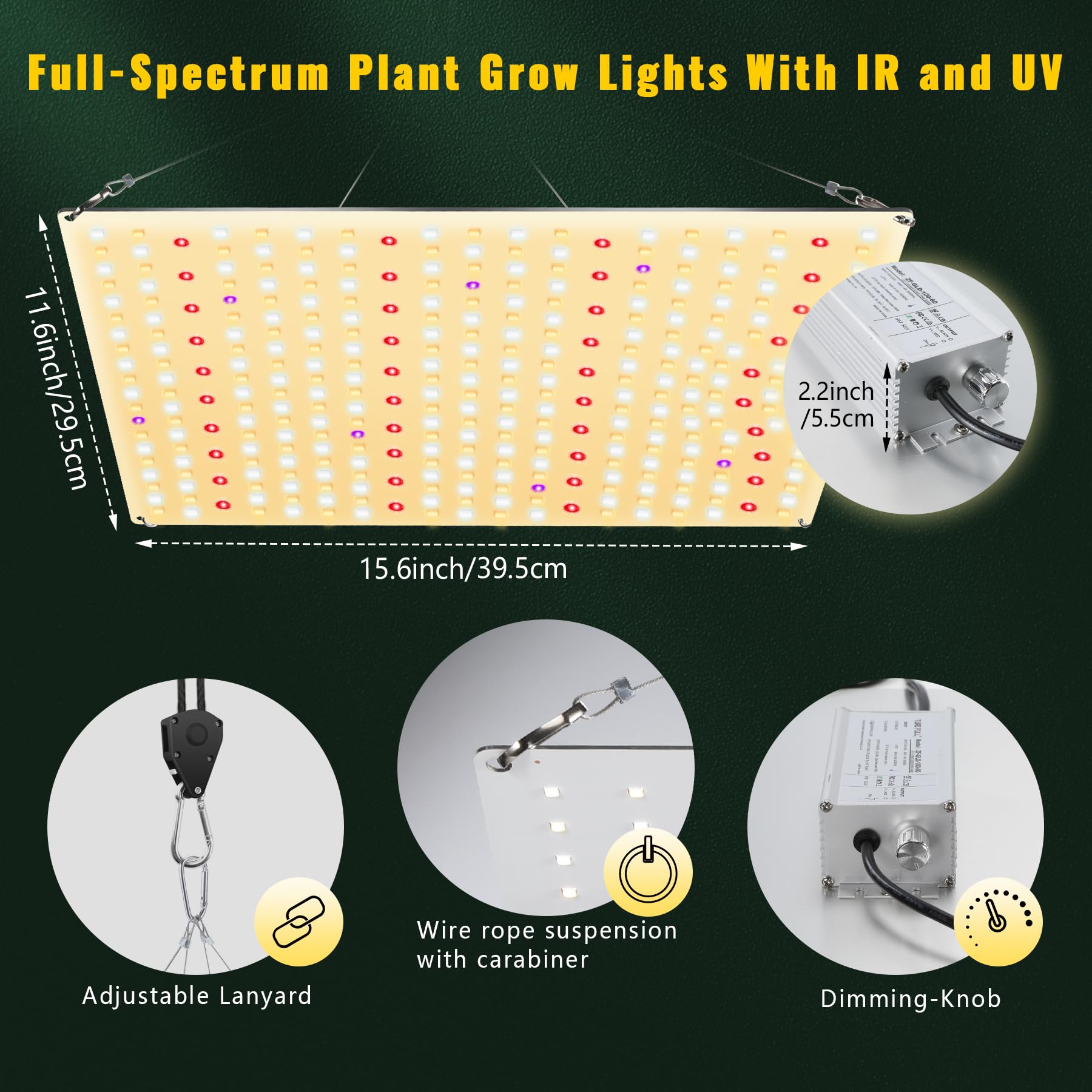 VAYALT 2024 Lampada per Piante, 1000W LED Lampada per Piante con UV e IR, Lampade per Coltivazione Indoor Spettro Completo LED Coltiva Luce Piante Indoor Verdure e Fiori (3000K 5000K 660nm 730nm)