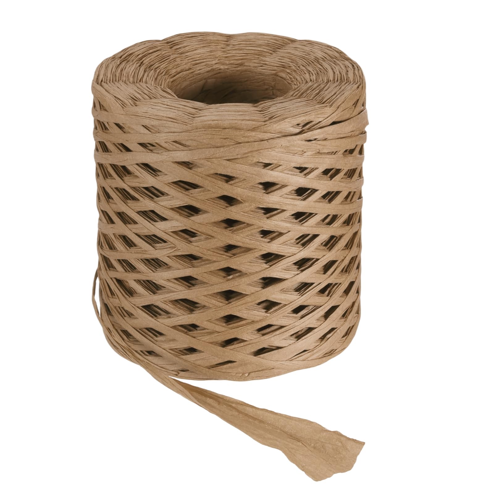 sourcing map Light Brown Raffia Ribbon, 219 Yard Natural Raffia Paper String 4mm Wide Packing Paper Twine Rope for Gift Wrapping DIY Crafts Crocheting Knitting Holiday Decoration