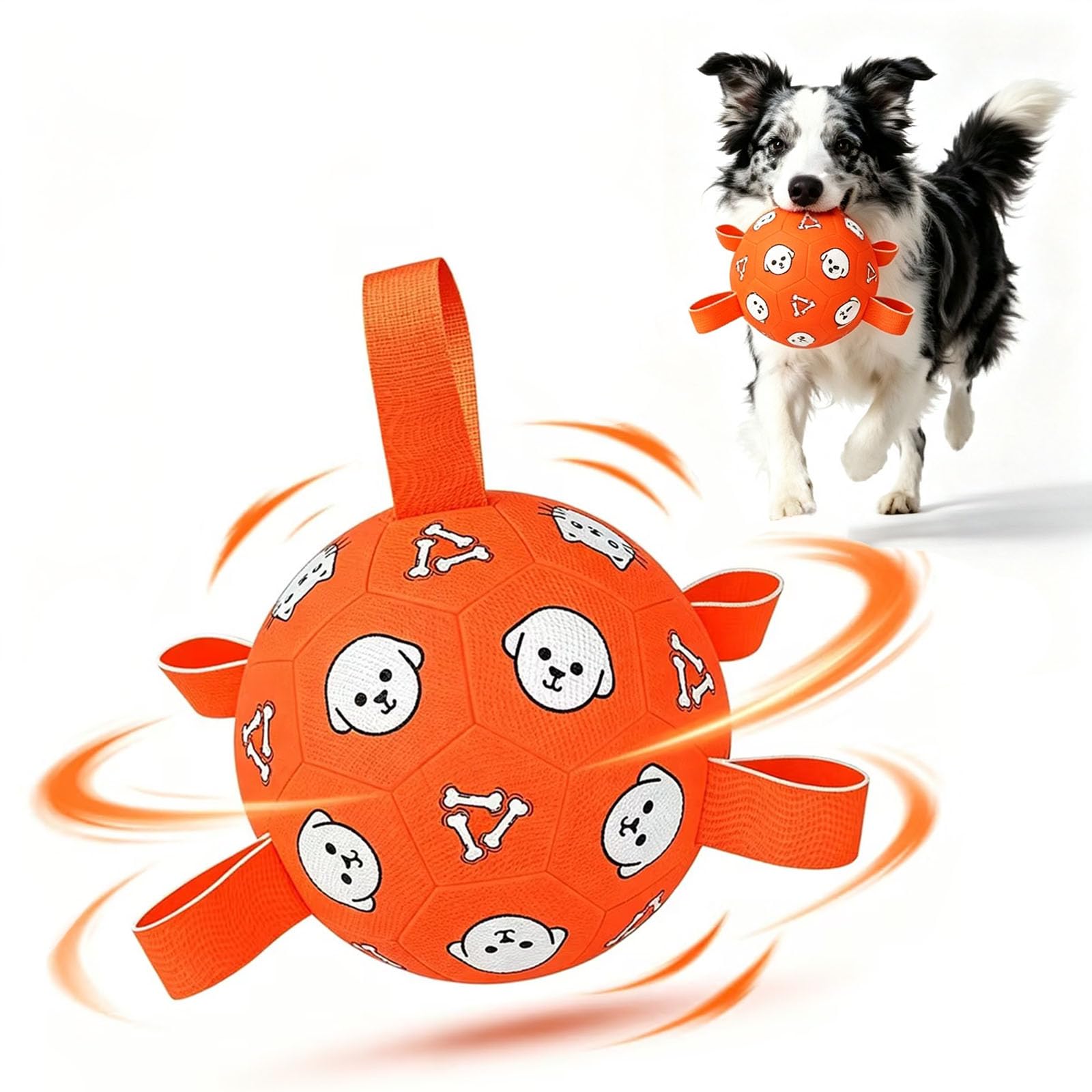 Dog Soccer Ball with Straps, 6 Inch Jolly Ball for Medium Dogs