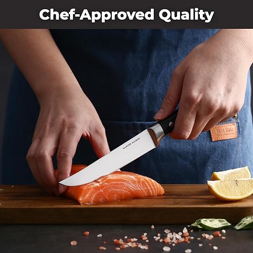 Miniatura 6 de Master Maison Juego de 4 cuchillos de carne de 5 pulgadas ultra premium 4 cuchillos alemanes de acero inoxidable sin dentar + caja de regalo de