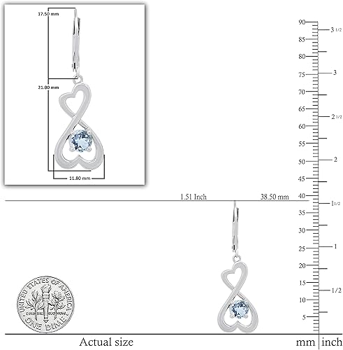 Miniatura 3 de Dazzlingrock Collection Aretes colgantes redondos de doble corazón infinito con palanca giratoria para mujer en plata de ley 925