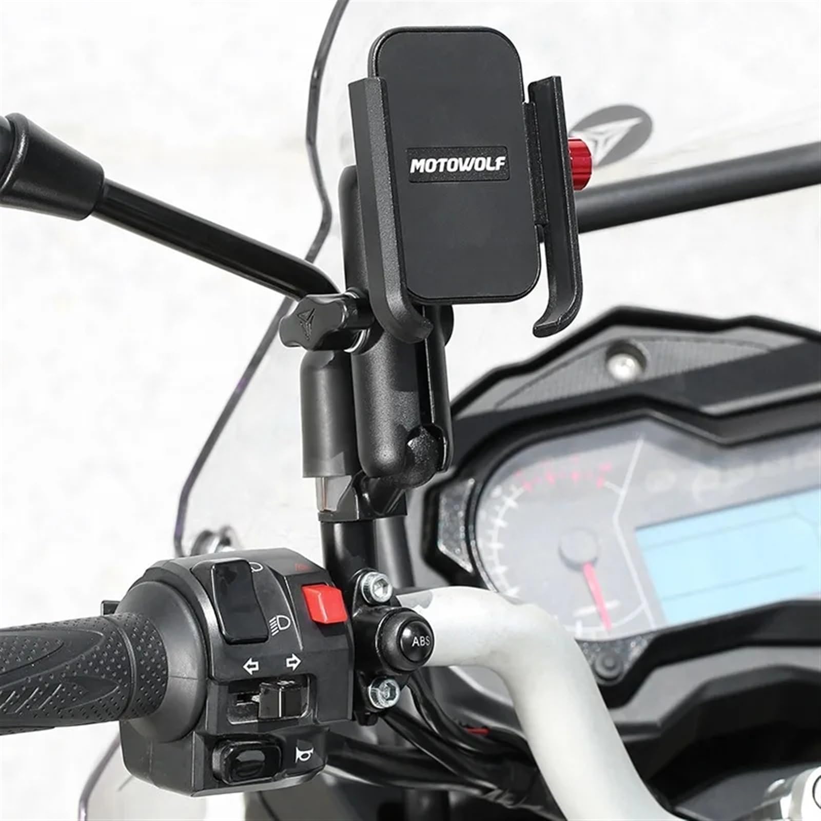 Supporto Cellulare Moto Supporto Mobile Universale Bici Moto Manubrio Alluminio 12-24V Con Caricatore USB Telefono Cellulare Specchietto Retrovisore(Rearview Charging)
