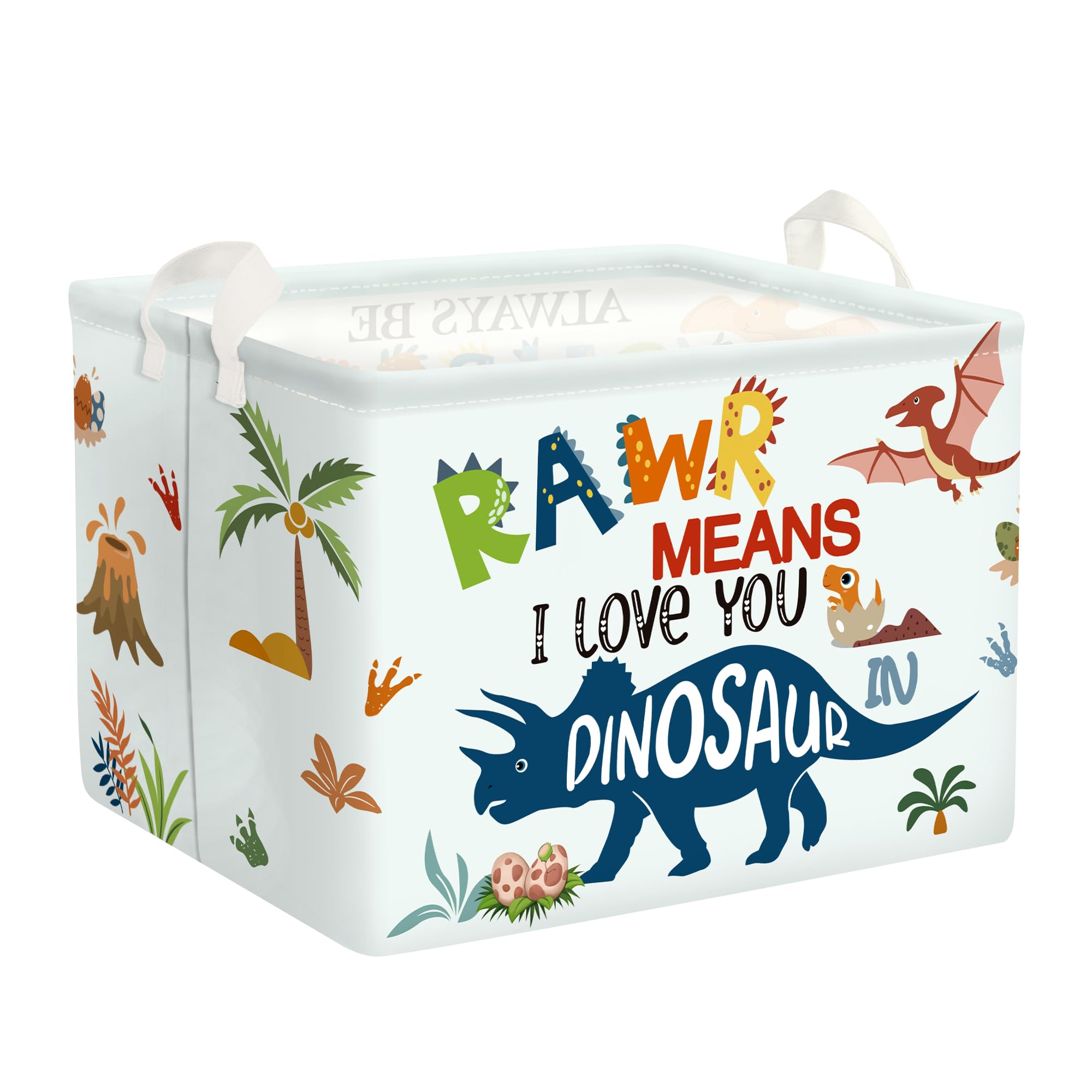 HUUMONSS Süßer Dinosaurier Groß Wäschekorb Fliegender Drache Stoff Aufbewahrungskorb Kleidung Spielzeug Aufbewahrungsbox für den Heimgebrauch,Boho-Wörter,36L