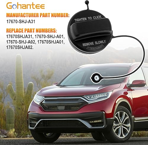 Miniatura 2 de gohantee Tapa de gasolina, conjunto de tapa de depósito de combustible 17670-SHJ-A31 compatible con Honda Accord, CR-V, CR-Z, Element, Odyssey,