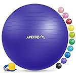APEXUP Yoga Ball Exercise Ball, Anti Slip Stability Ball Chair, Heavy Duty Large Gym Ball for Fitness, Balance, Core Workout and Physical Therapy (L (23~26) 65cm, Indigo)