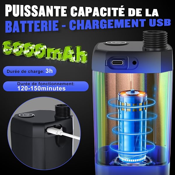 Spopal Kit Douche de Camping, Douche Portable,Pompe de Douche Électrique Rechargeable,Imperméable, avec Afficheur Intelligent et Pomme de Douche 4 Modes pour Extérieure,Camping,Randonnée - 2