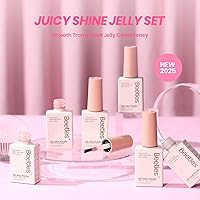 Vista 6 de Beetles - Juego de esmaltes de uñas de gel Jelly de 6 colores, tonos nude, rosa, marrón, con brillo y efecto de glitter, kit de esmaltes de gel