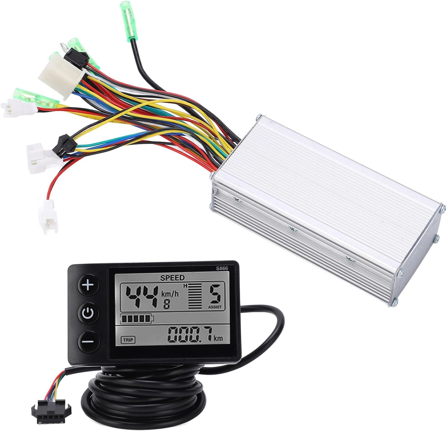 Electric Bicycle Scooter Controller Kit, E Bike Brushless Controller with LCD Display, Weatherproof LCD Display Panel Brushless Controller Kit for Electric Bicycle Scooter Motor