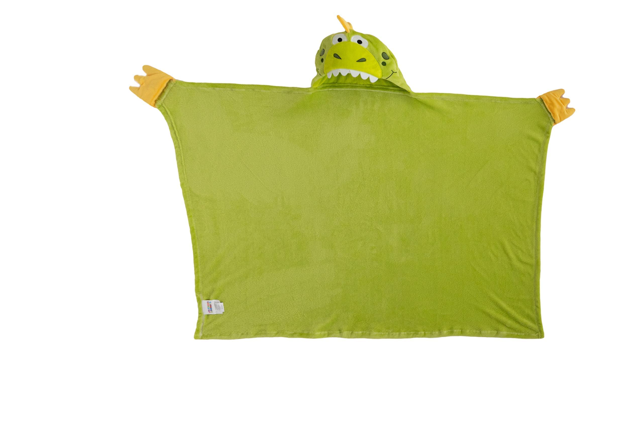 Unicorns & Robots Hooded Blanket for Kids, Wearable Fleece Throw Blanket for Toddler Boys and Girls, Oeko TEX Certified, 3d Hood and Hand Pockets, Cozy and Plush, Dino, Green, Dinosaur, One size