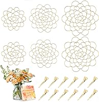 Vista 7 de Soporte para arreglos florales, soporte para arreglos florales con torsión de ramo reutilizable de oro, acero inoxidable, redondo, suministros