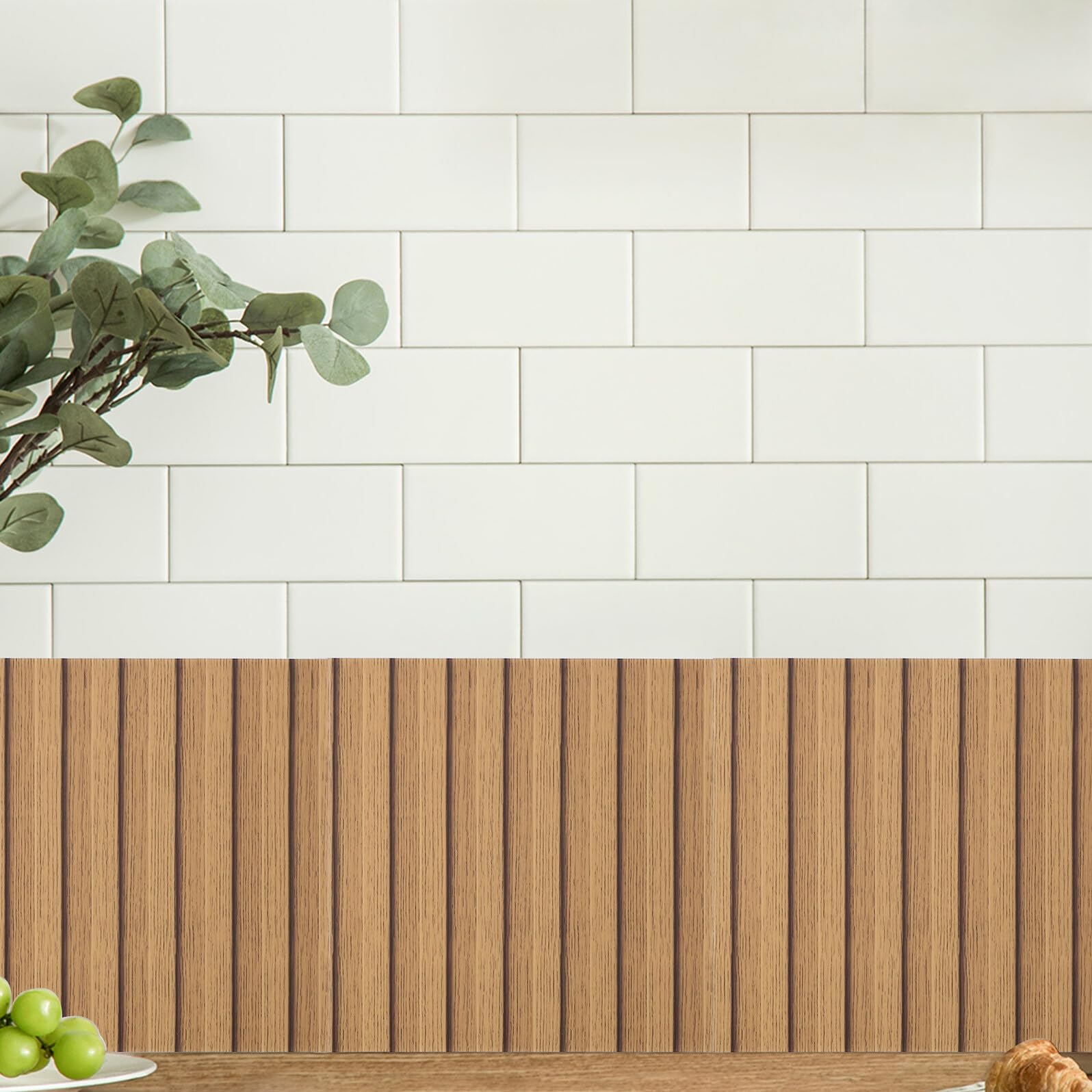 30 Paneles Autoadhesivos Imitación Madera 30X30 CM Revestimiento de Pared para Baño y Cocina Decoración Interior Autoadherente Resistente Humedad