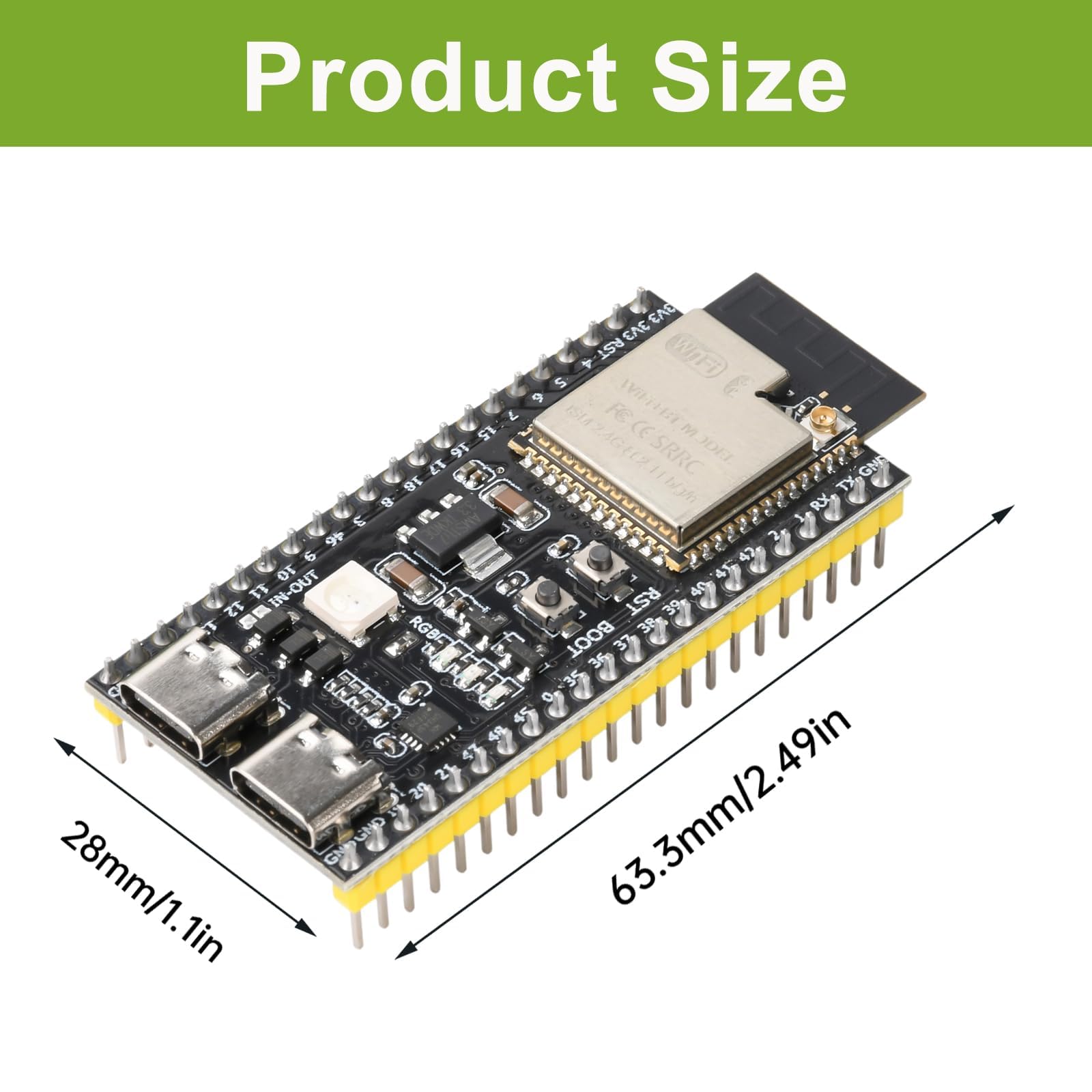 diymore 3 szt. do ESP32-S3 DevKitC-1 N16R8 moduł, do ESP32 S3 1-N16R8 deska rozwojowa z WiFi, Bluetooth 5.0, USB C podłączana antena z anteną