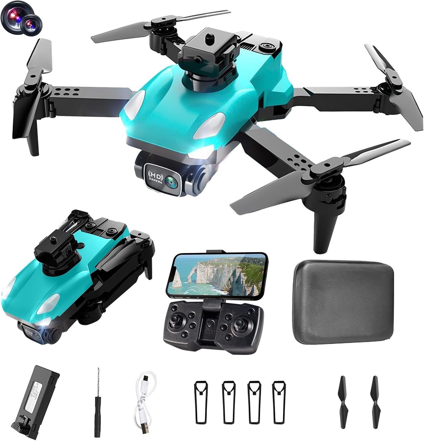 Dron plegable con cámara, HD 1080P cámara FPV Dron, dron de control de ...