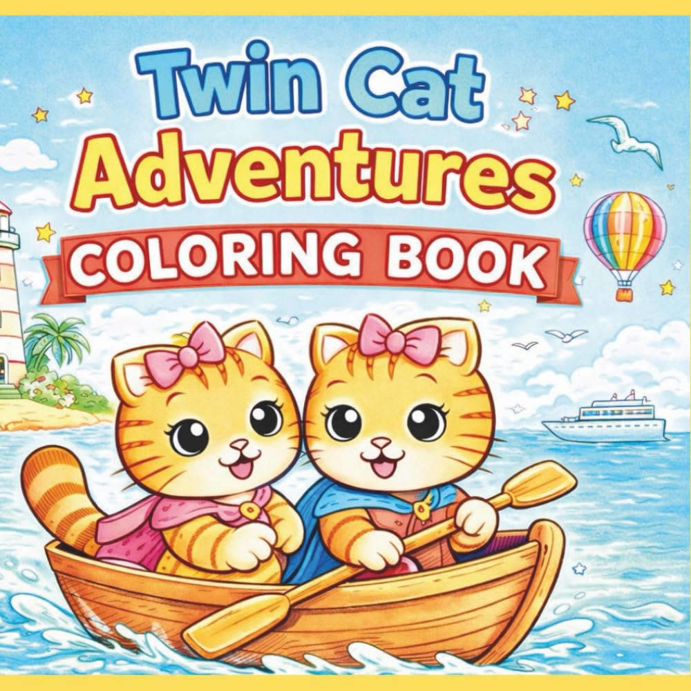 Twin Cat Adventures Coloring Book: Best Friends, Double the Adventure