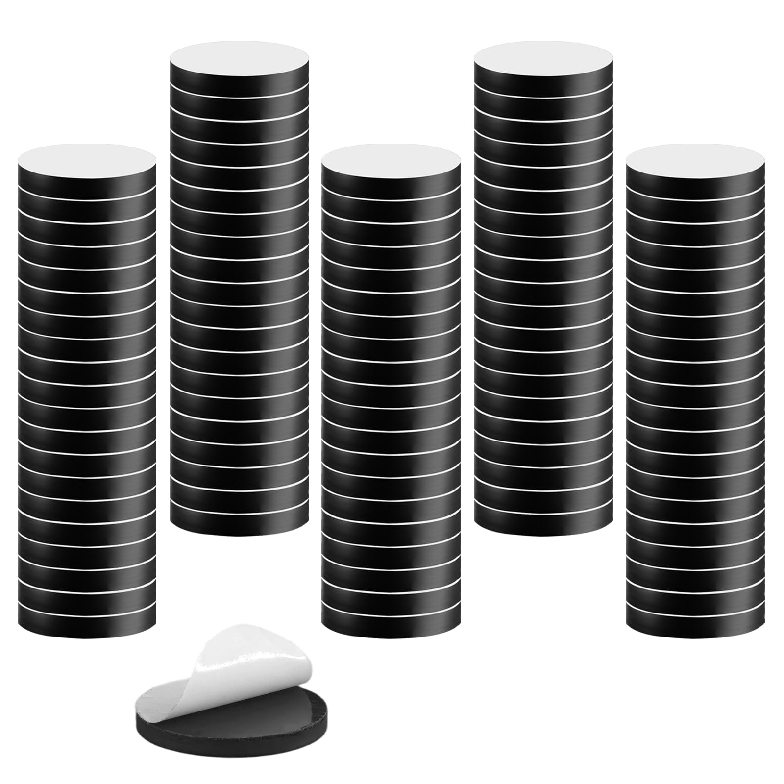 100 Piezas Imanes Adhesivos, 21 mm Redondos Autoadhesivos Magnets, Placas Magnéticas Autoadhesivas, Imanes Adhesivos Potentes, Imanes Pequeños Adhesivo, para Refrigeradores, Fotos, Manualidades, Negro