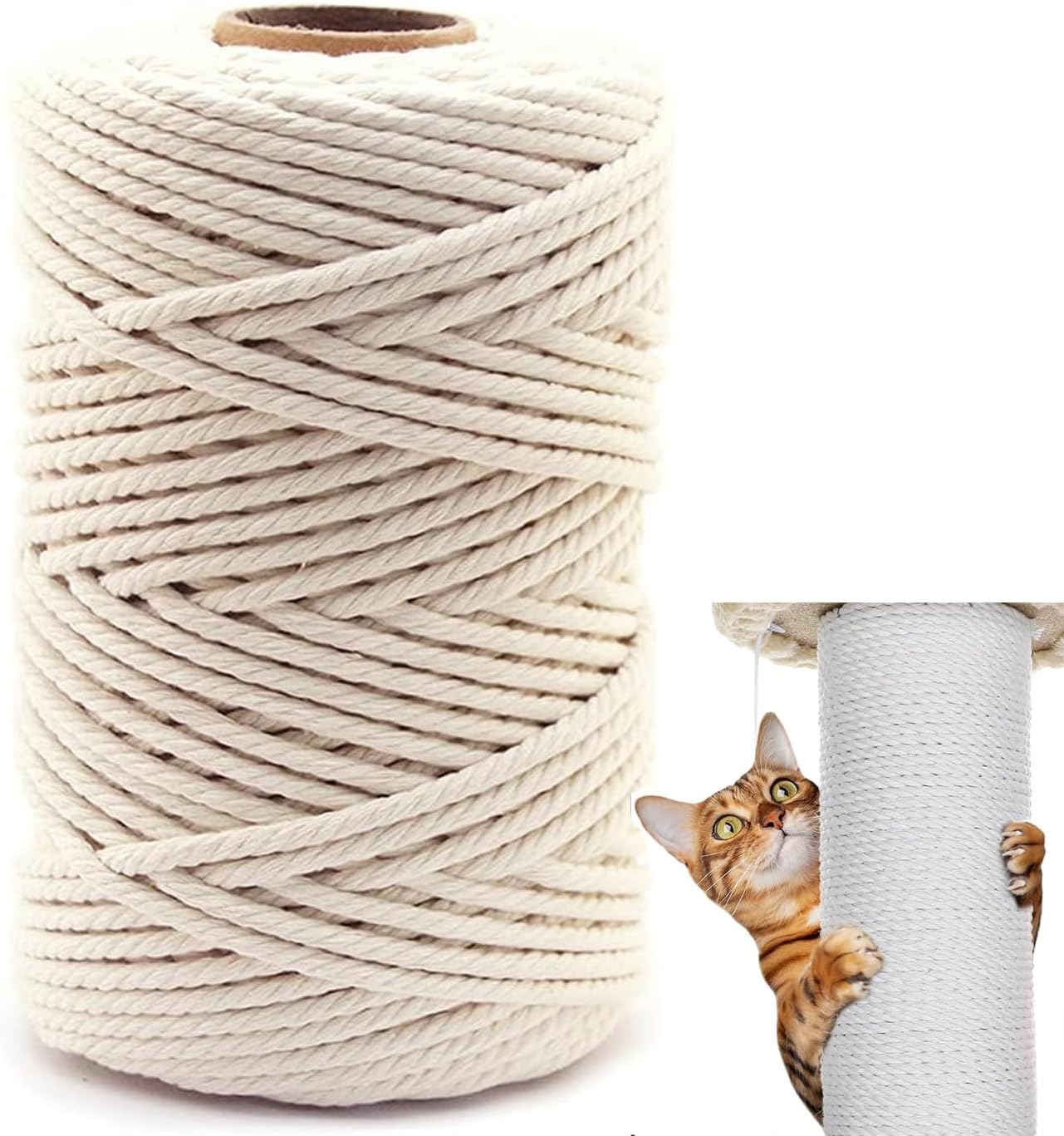 Sisal Rope for Cat Scratcher Hemp Twine Rope for for Scratching Post Tree Replacement, Hemp Rope for Repairing, Recovering or DIY,4mm by164 Feet