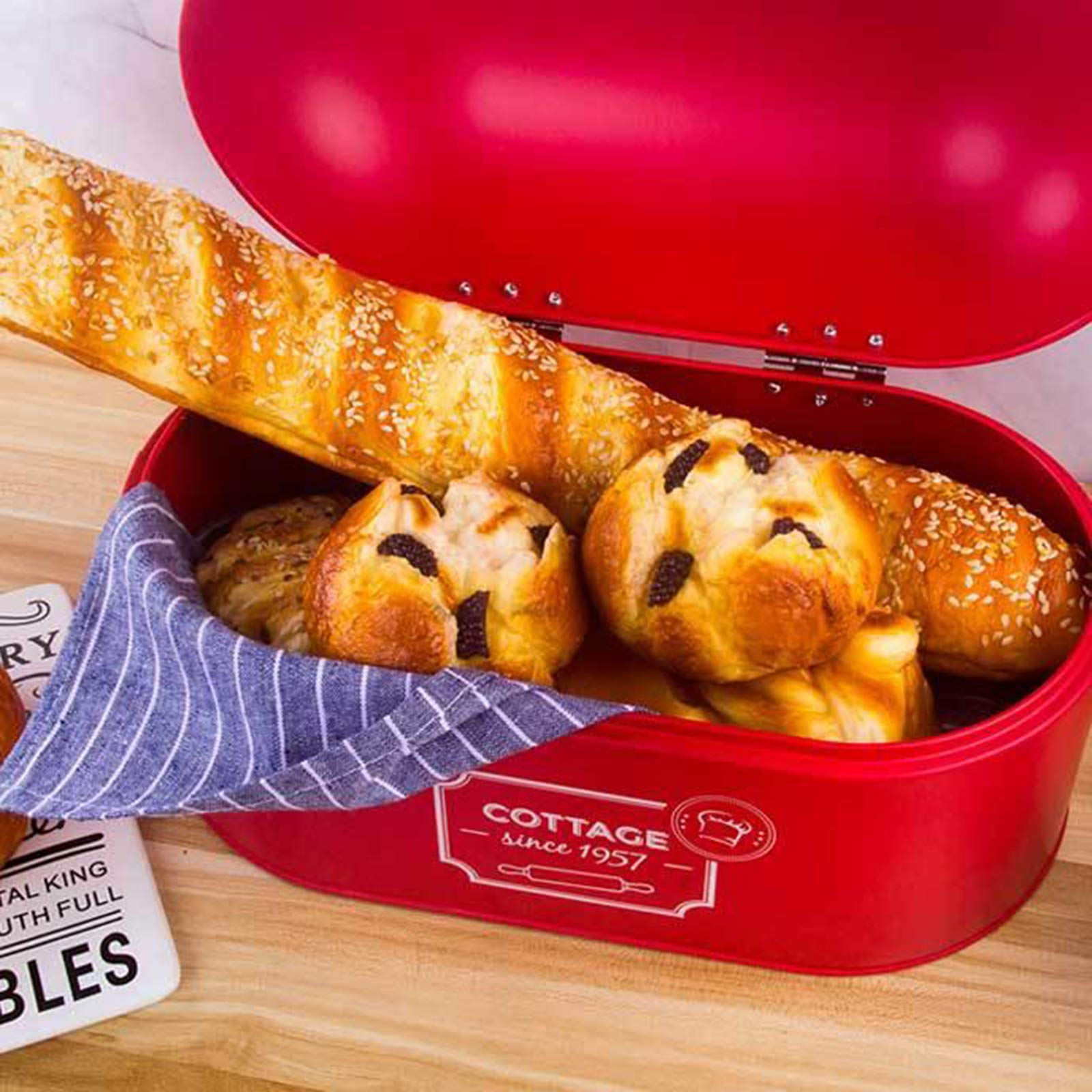 Scatola Porta Pane Rossa In Ferro Da Cucina, Capiente E Antiscivolo, Con Coperchio Ermetico Per Conservare Pane E Snack Freschi, Stile Europeo
