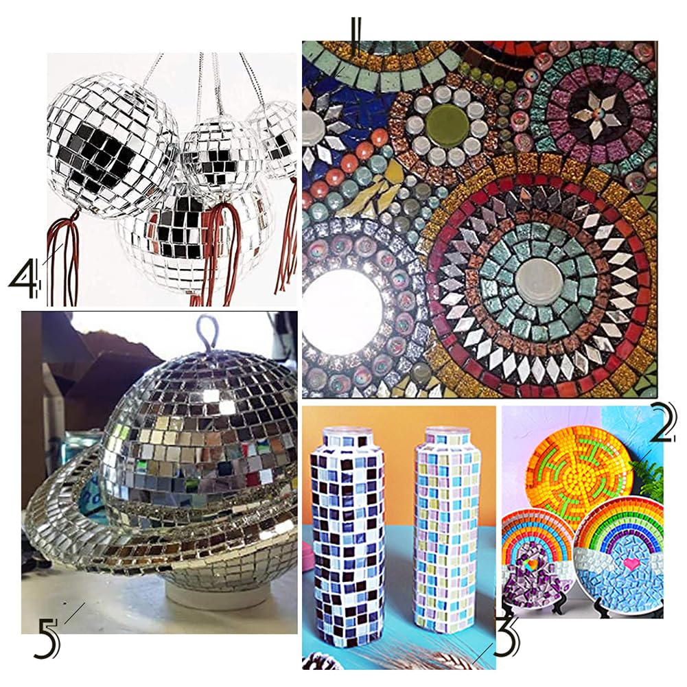 PH PandaHall 120 azulejos redondos de mosaico de vidrio con espejo pequeño, azulejos redondos para decoración del hogar, manualidades, joyería, proyectos de arte y manualidades, 4 tamaños