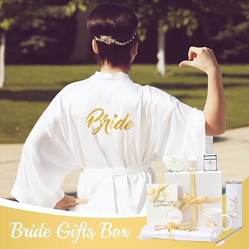 Miniatura 2 de Xtinmee Caja de regalo de 9 piezas para novia, regalo de despedida de soltera, regalo de despedida de soltera, vaso de preparación de boda, vela,