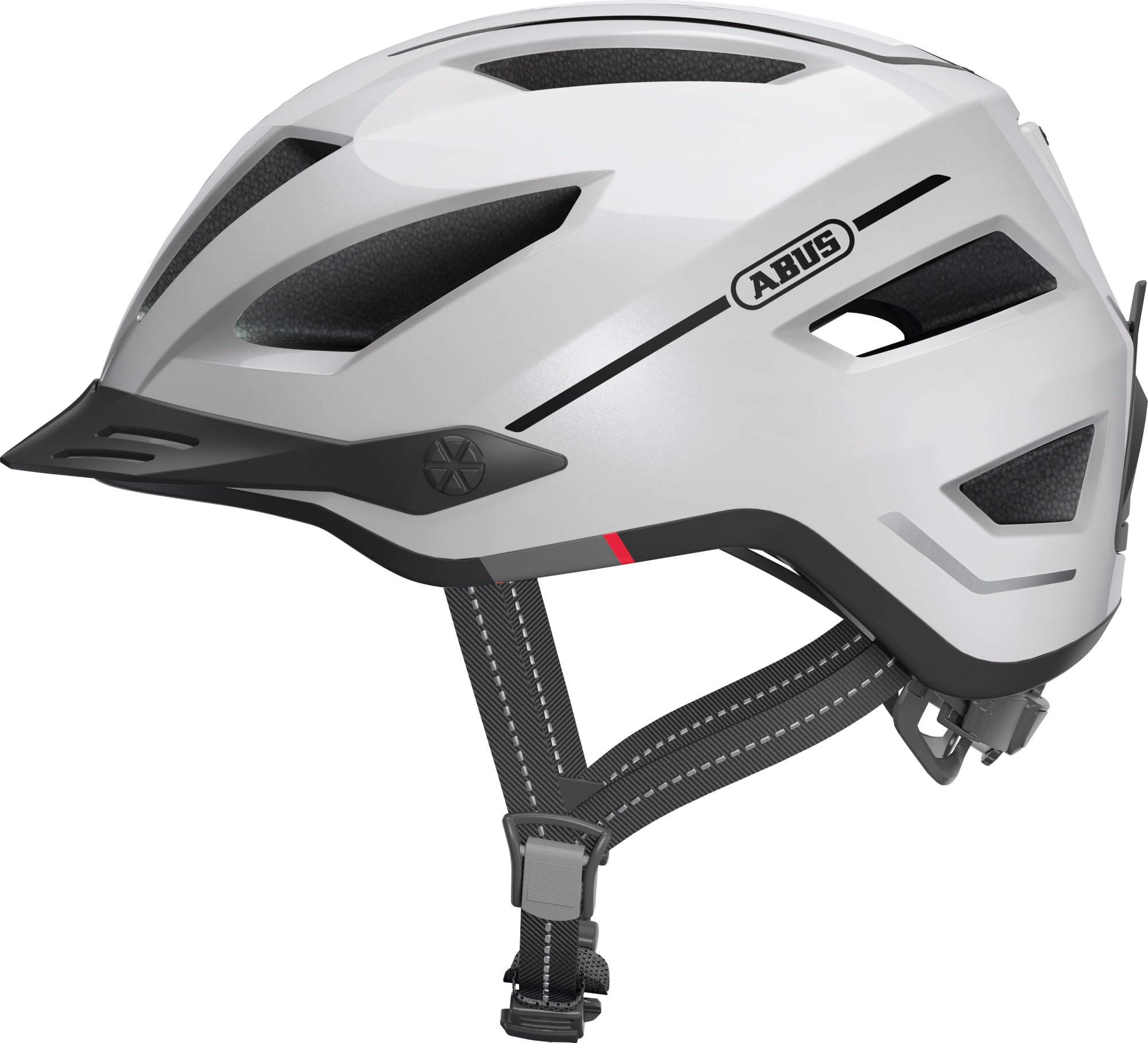 ABUS Pedelec 2.0 Casque Vélo Urbain - Casque E-Bike de Haute Qualité avec Lumière Arrière et Visière pour Circulation en Ville - Unisexe - Blanc, Taille S