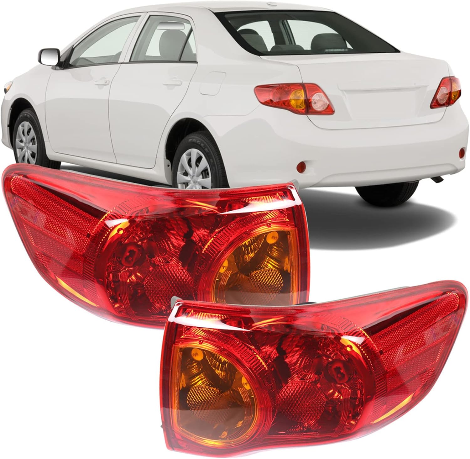 WFLNHB Driver and Passenger Side Tail Lights Assembly Replacement for Toyota Corolla 2009-2010 Rear Tail Lights Lamps 8156002460 TO2800175