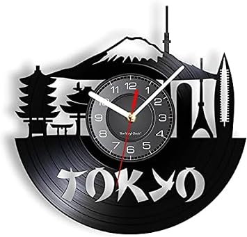 12 Inch Wall ClocksJapan Tokyo Skyline Decorative Wall Clock For Enterprise Office Japanese Cityscape Vinyl Album Record Watches Japan Souvenir