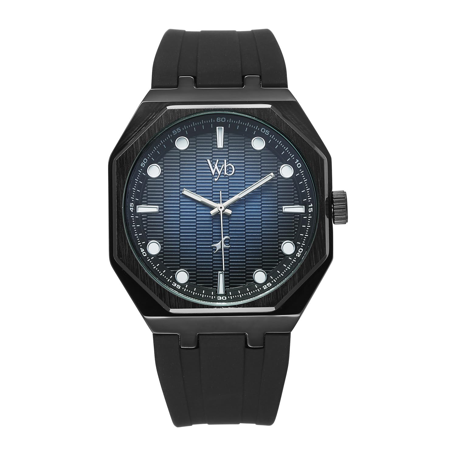 Vyb Rebel Quartz Analog Black Dial Black Silicone Strap Watch for Men - FV30017NP04W-image-18