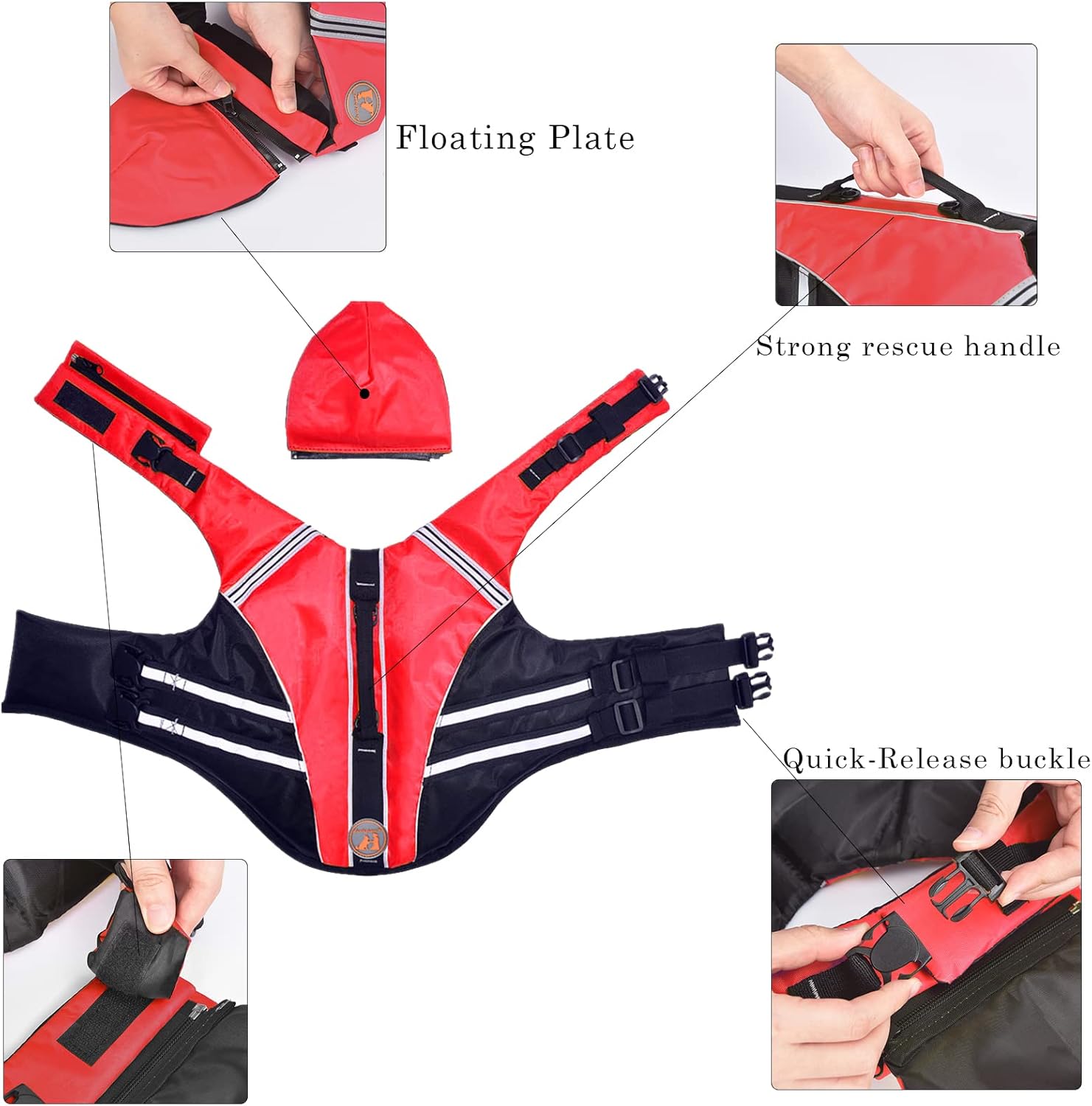 Dog Life Jacket, French Bulldog Life Vest for Swimming Boating, Dog Swim Vest with Chin Float and Rescue Handle, High Flotation Puppy Life Jackets (Chest Girth: 17" to 30", Weight: 17" to 28" LB)
