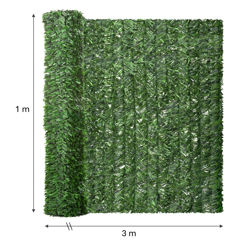 LOLAhome Seto Artificial Verde de 1x3 m. 1 Unidad. Alta Ocultación, con Tratamiento UV, Realista y Natural, No inflamable, Transpirable. para Jardín, Balcón, Terraza