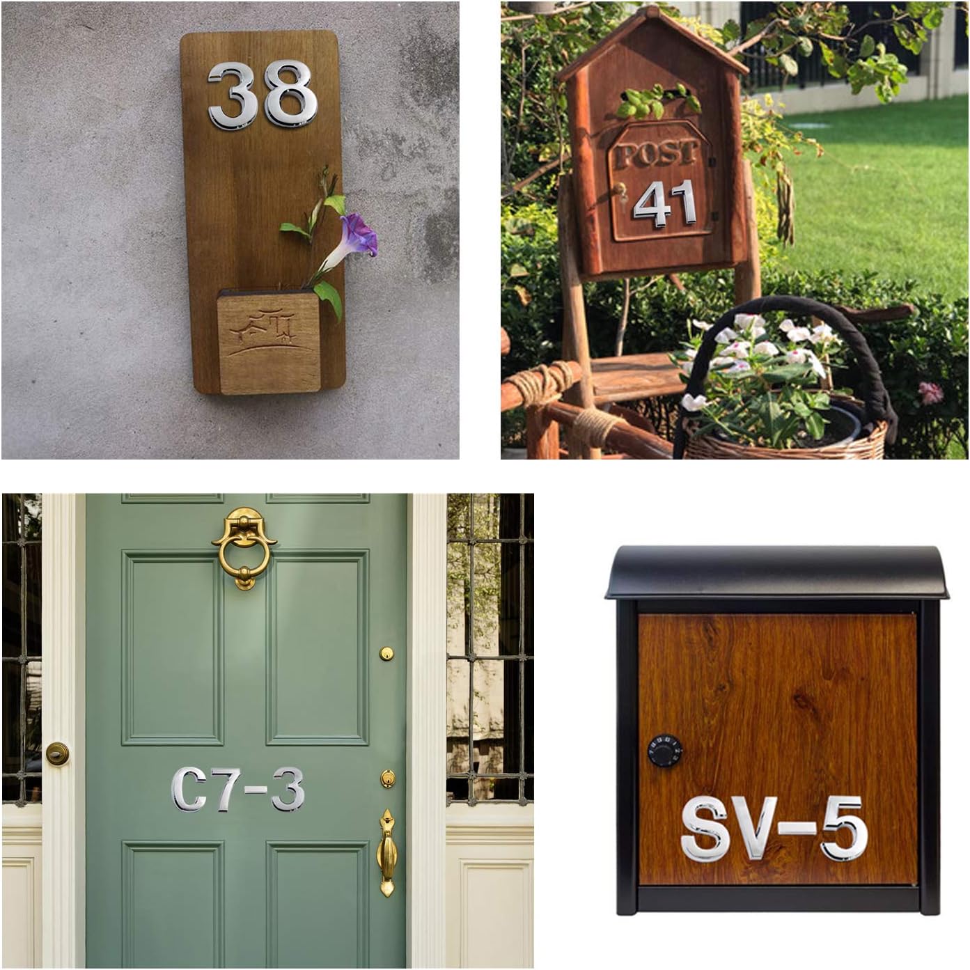 2.75 Inch Adhesive House Numbers, Mailbox numbers, Street Door Numbers, Self-stick Address Signs for Apartments, Double Silver Number 1
