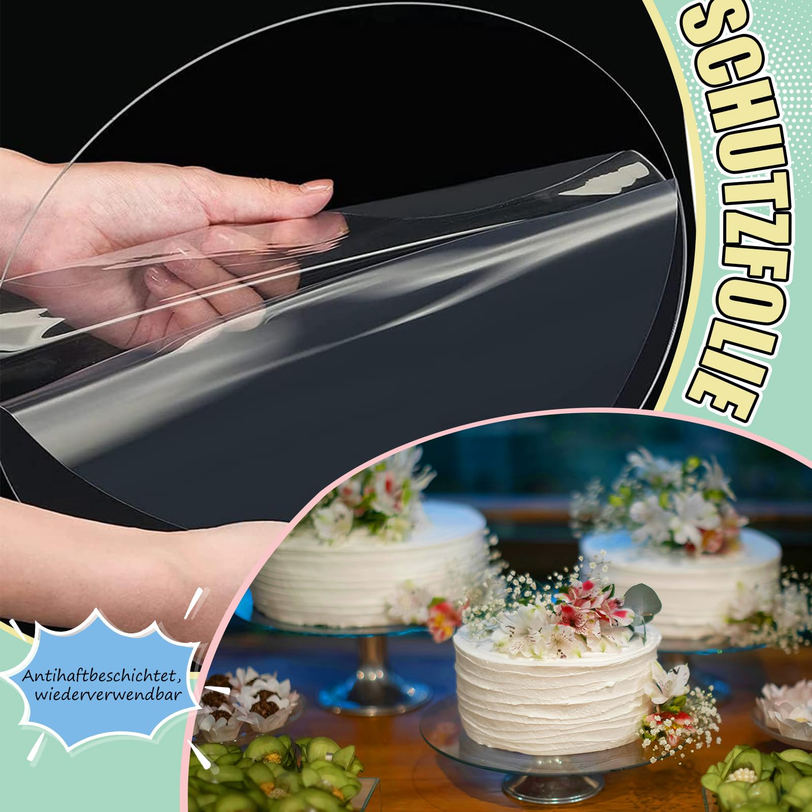 qhklew 2 Stück Acryl Cake Board, Tortenplatte Rund Acryl, Torten Platte Wiederverwendbar, Tortenunterlage Rund, Nicht Klebend, Torten Unterplatten zum Servieren von Kuchen, DIY Handwerk (Ø 30 cm) Küche, Haushalt & Wohnen